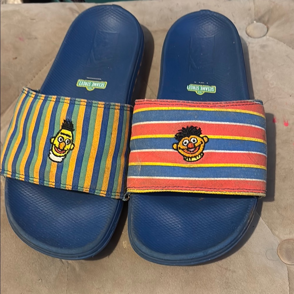 Vans Kids Slide Sandals - Blue with Stripes